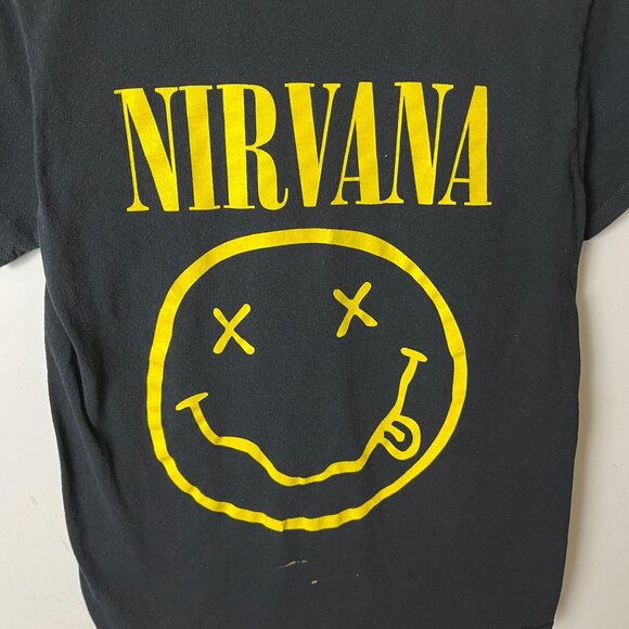 Nirvana Graphic Tee Smiley Face Black Adult Extra Small Unisex Fit - Picture 5 of 12